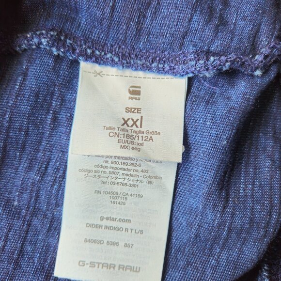 G STAR RAW MENS LIGHTWEIGHT LONG SLEEVE PULLOVER SWEATSHIRT BLUE LOGO SIZE XXL - Picture 5 of 9